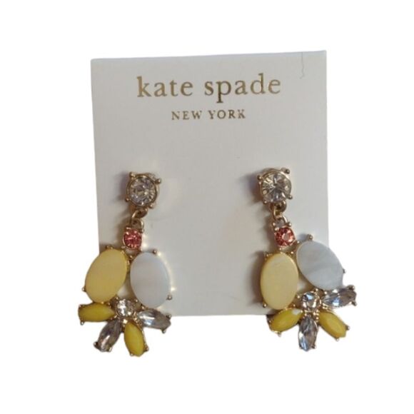 Kate Spade pearlescent shell and rhinestone earrings - Picture 1 of 4